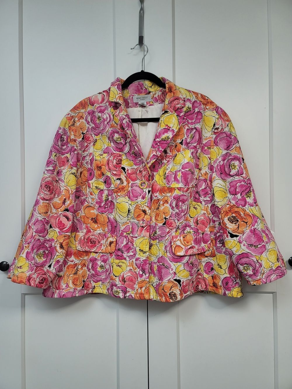 Nine West Vintage Floral Blazer Jacket Plus Size 24W